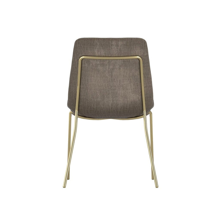 Dun Taupe Textured Velvet Dining Chair with Gold Legs- Set of 2 Furniture 