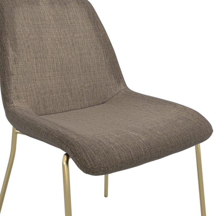 Dun Taupe Textured Velvet Dining Chair with Gold Legs- Set of 2 Furniture 