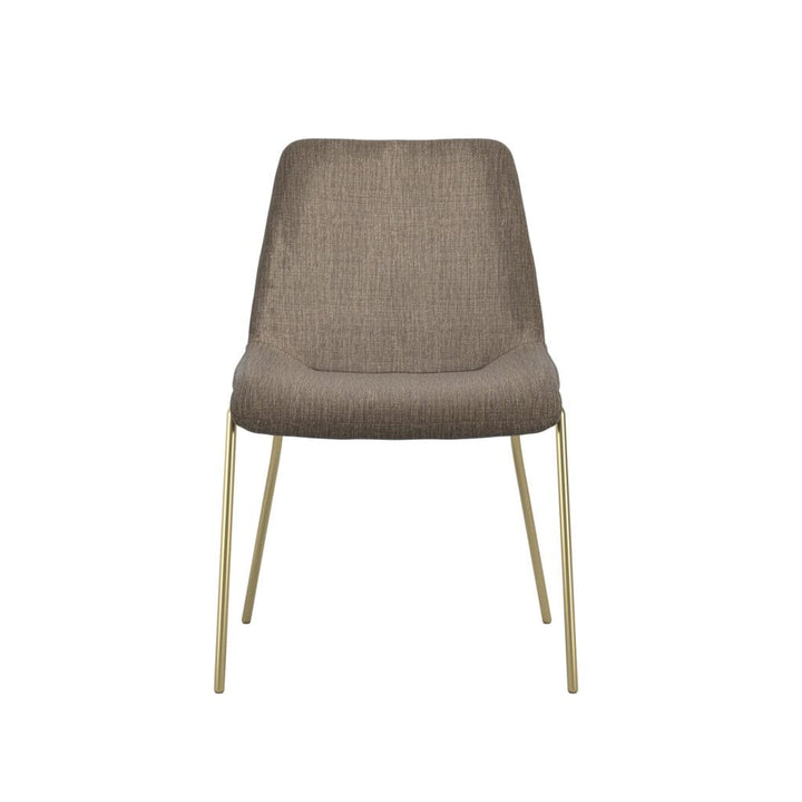 Dun Taupe Textured Velvet Dining Chair with Gold Legs- Set of 2 Furniture 