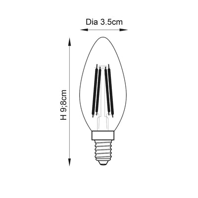 E14 LED Filament Warm White Candle Bulb Lighting 