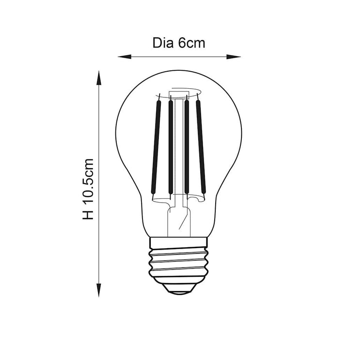 E27 LED Filament GLS Warm White Bulb Lighting 