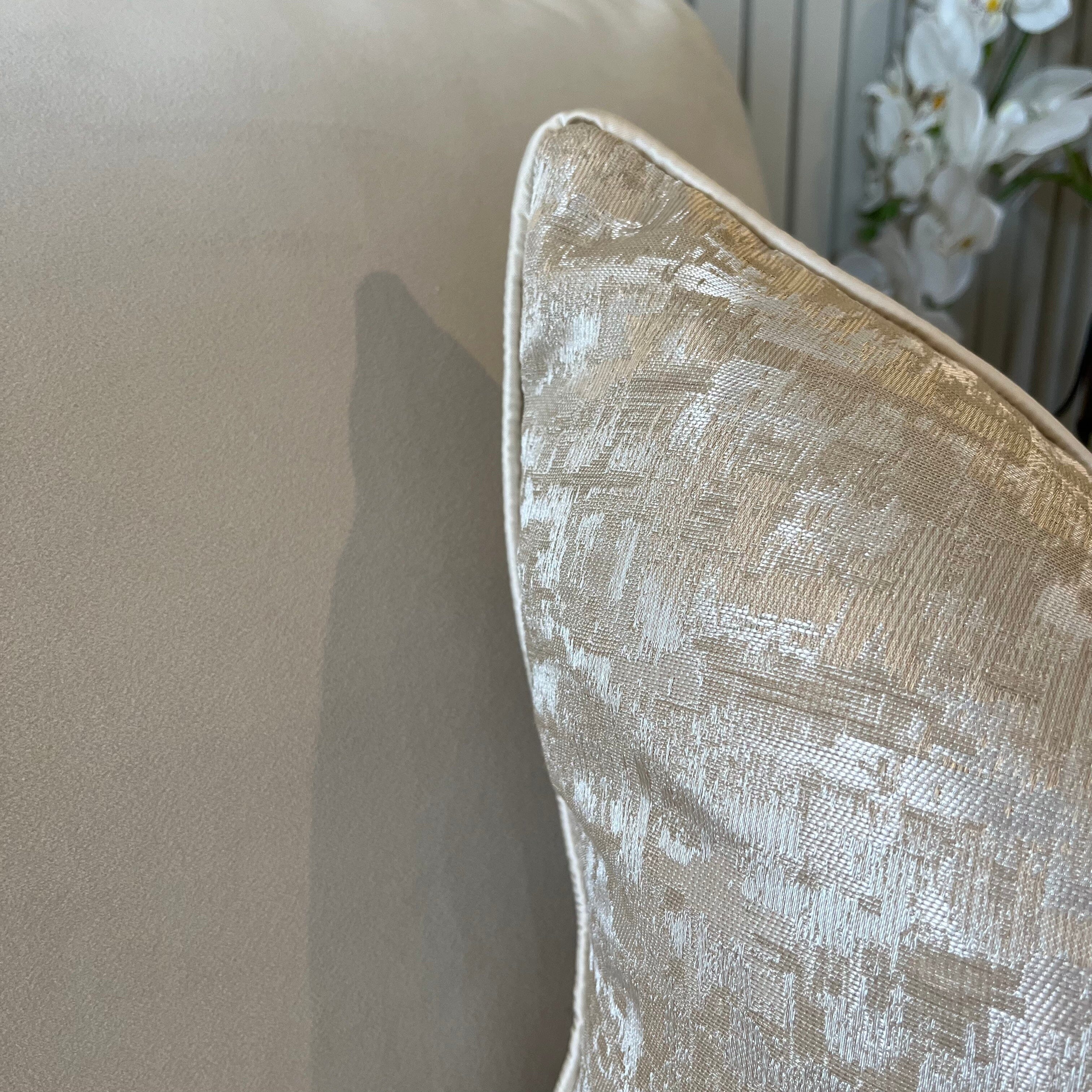 Evelyn Cream & Gold Metallic Patterned Cushion Cover - 50x50cm