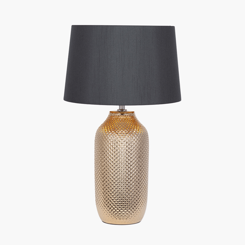 Eden Gold Textured Ceramic Table Lamp with Black Shade Lighting 