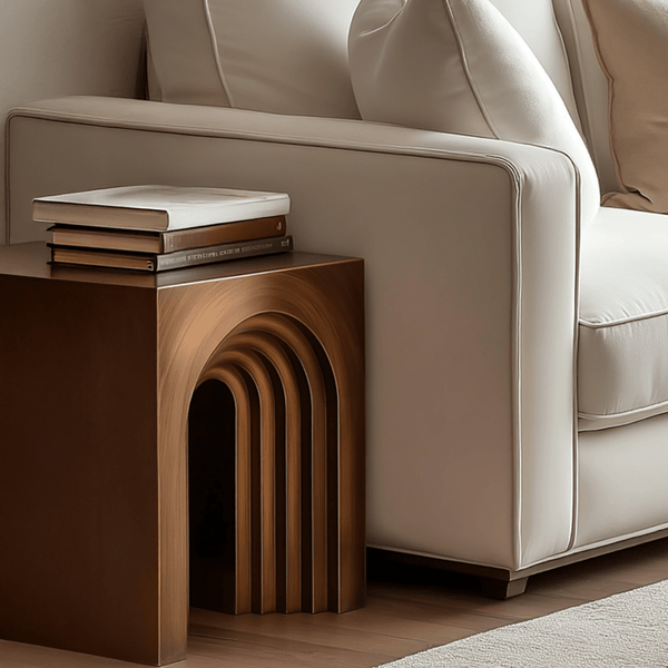 Effie Brushed Gold Arched Statement Side Table Furniture 