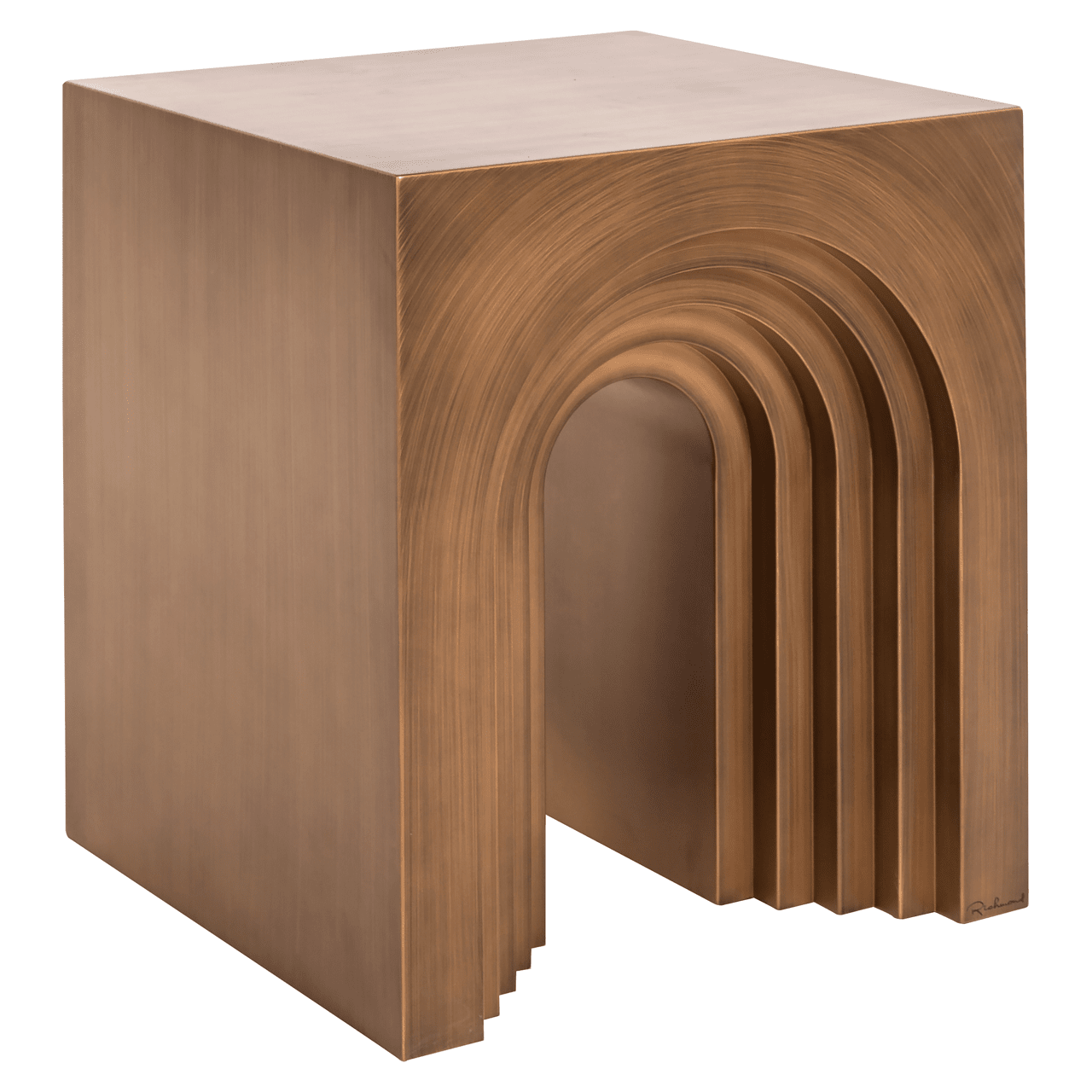 Effie Brushed Gold Arched Statement Side Table Furniture 
