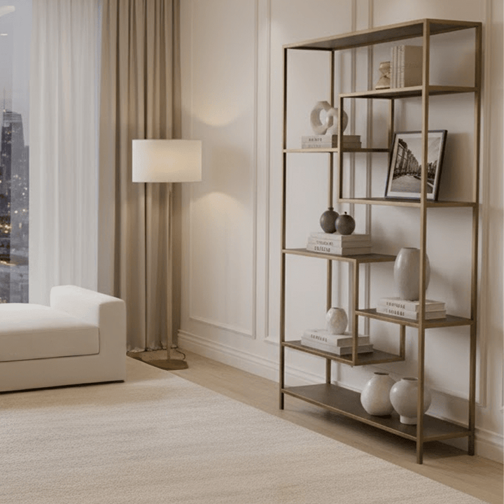 Efilia Antique Gold Shelving Unit Furniture 