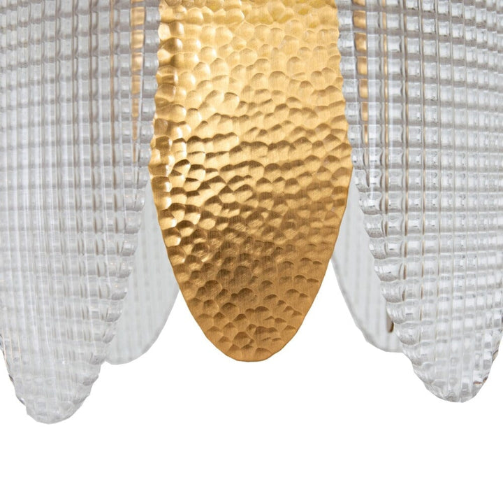 Elaia Luxury Tiered Textured Glass & Brass Chandelier Lighting 