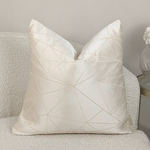 Elara Cream Satin Abstract Cushion - 45x45cm Textiles 