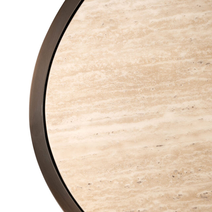 Eleanor Bronze Oval Coffee Table with Beige Faux Marble Top Furniture 