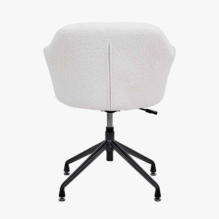 Elias Cream Bouclé Swivel Chair With Black Metal Legs Furniture 