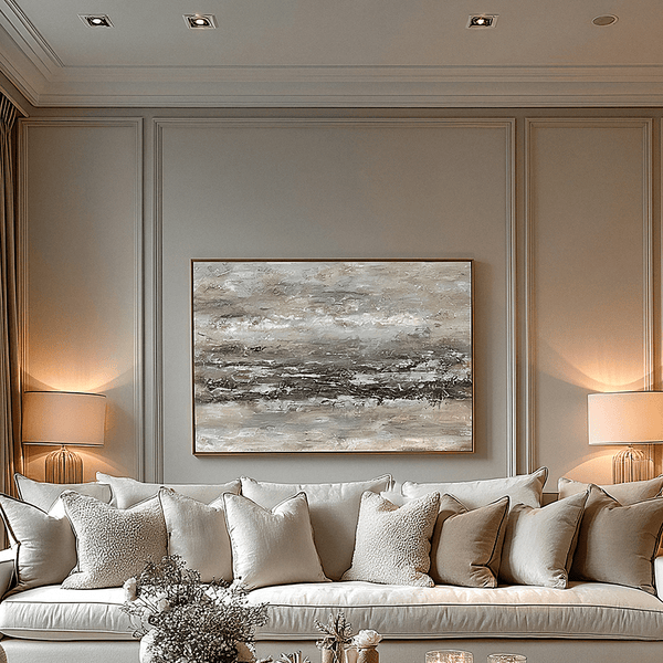 Elira Neutral Hand Painted Landscape Canvas in Frame Accessories 