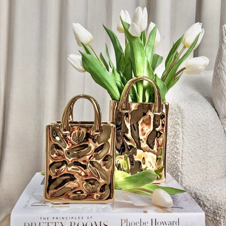 Elise Gold Handbag Decorative Vases - Set of 2 Accessories 