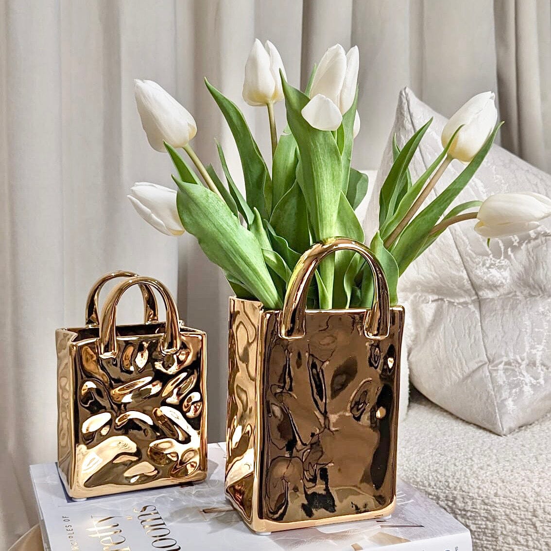 Elise Gold Handbag Decorative Vase Rowen Homes