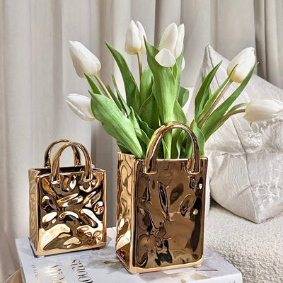 Elise Gold Handbag Vase