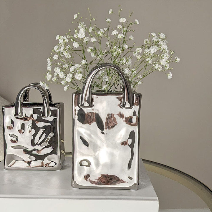 Elise Large Silver Handbag Decorative Vase Accessories 