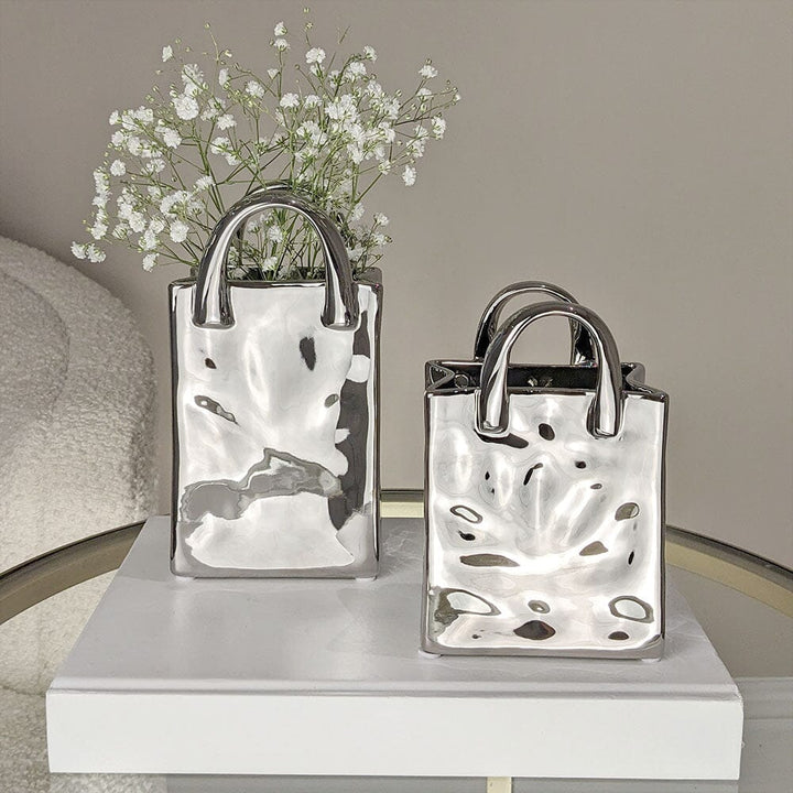 Elise Large Silver Handbag Decorative Vase Accessories 