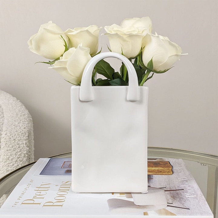 Elise Large White Handbag Decorative Vase Accessories 