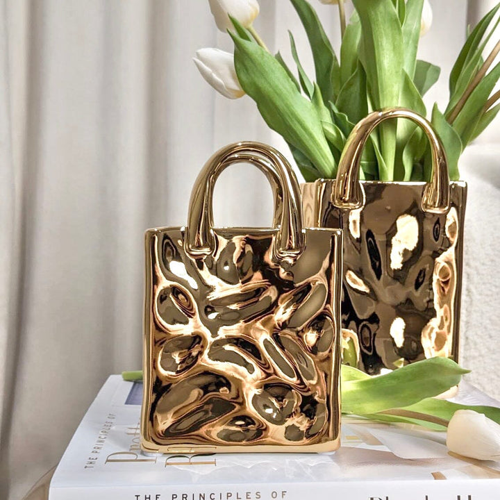 Elise Medium Gold Handbag Decorative Vase Accessories 