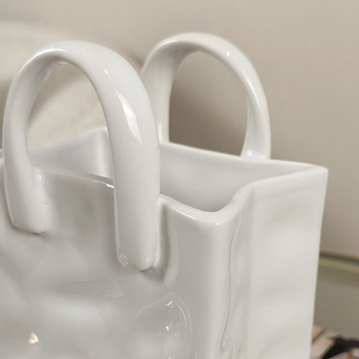 Elise Medium White Handbag Decorative Vase Accessories 