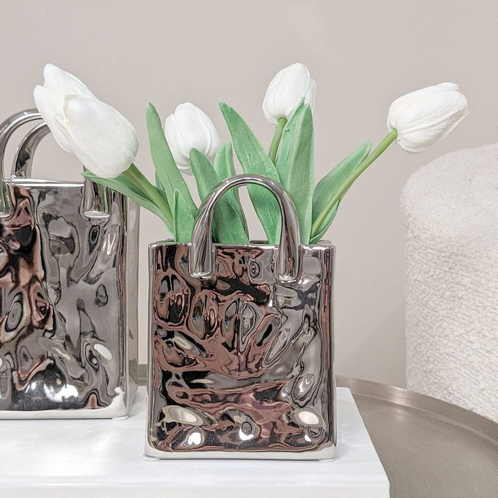 Elise Mini Silver Handbag Decorative Vase Accessories 