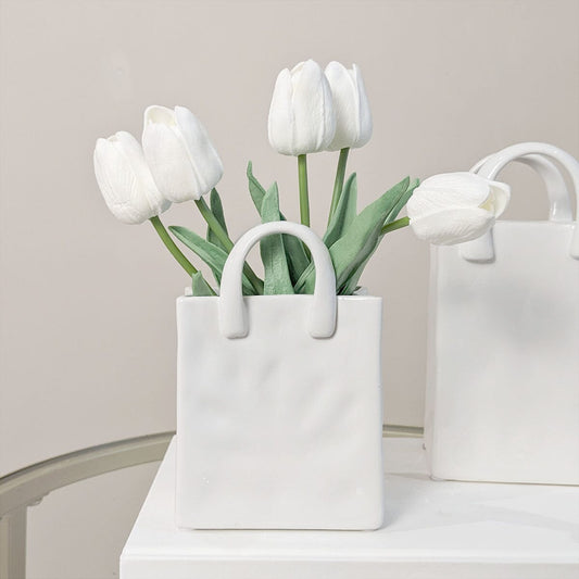 Elise Mini White Handbag Decorative Vase Accessories 