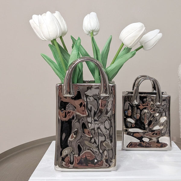 Elise Silver Handbag Decorative Vase Accessories 