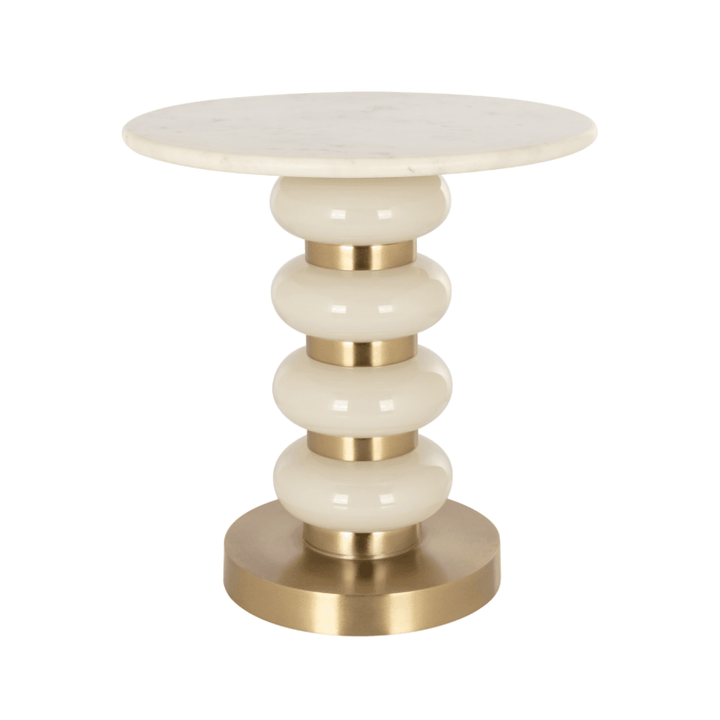 Elisse Cream & Gold Side Table with Marble Top Furniture 