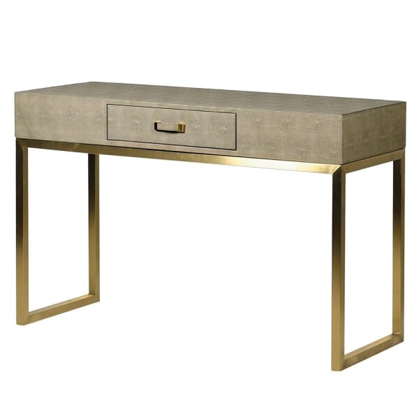 Elixir Mink and Gold Faux Shagreen Console Table Furniture 