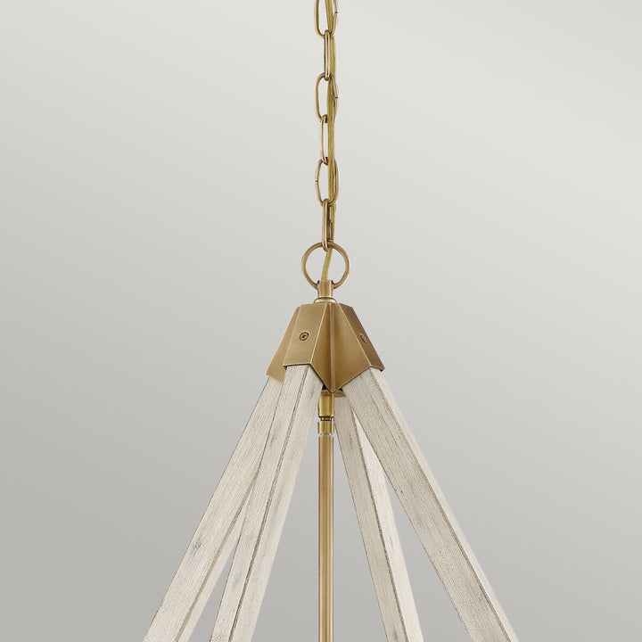 Eliza Whitewash Wood & Gold 4 Light Chandelier Lighting 