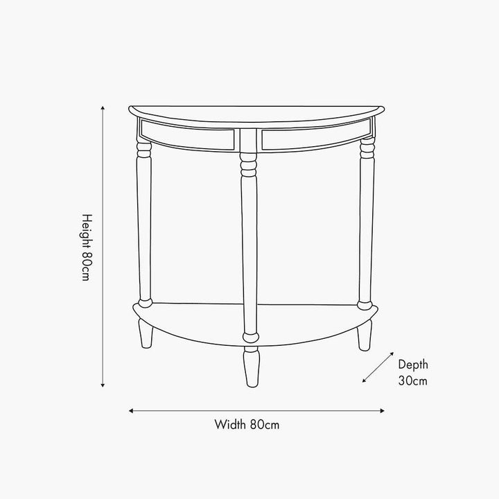 Elizabeth Cream Half Moon Pine Console Table Furniture 