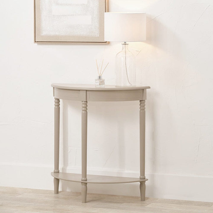 Elizabeth Cream Half Moon Pine Console Table Furniture 