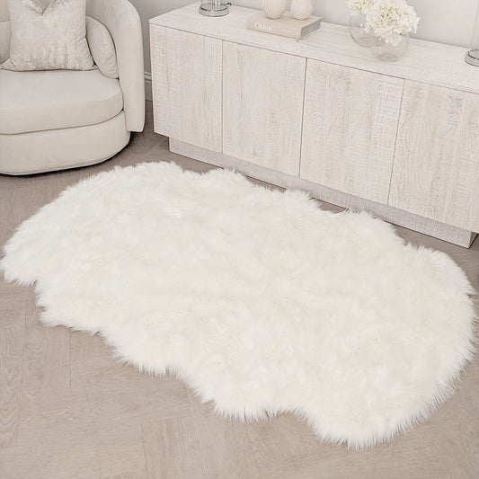 Elle Large Faux Fur White Hide Rug - 120x180cm Textiles 