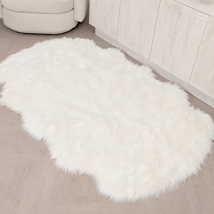 Elle Large Faux Fur White Hide Rug - 120x180cm Textiles 