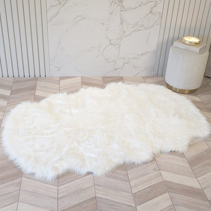 Elle Large Faux Fur White Hide Rug - 120x180cm Textiles 