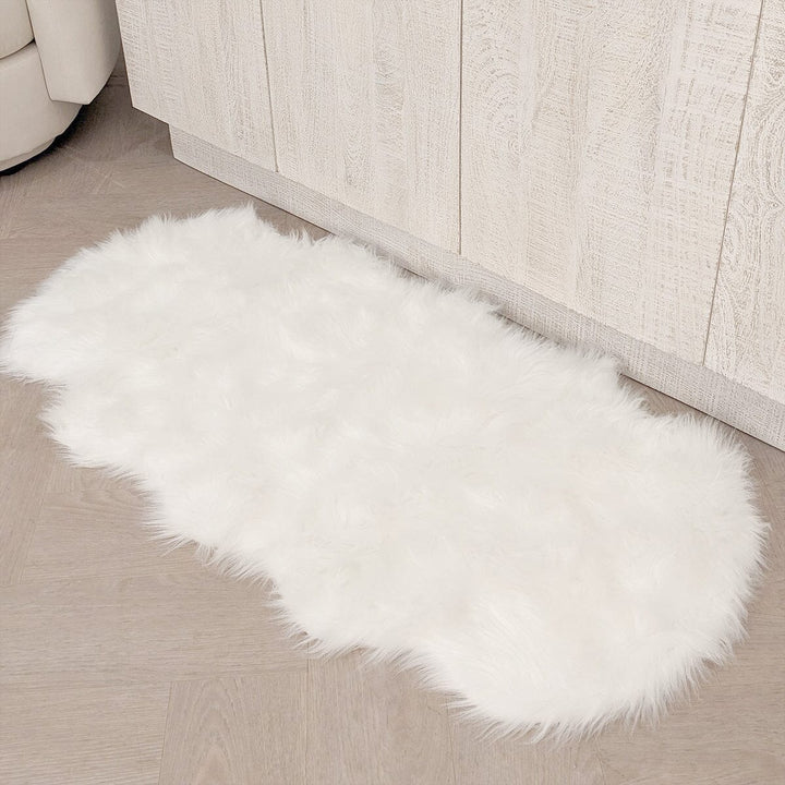 Elle Medium Faux Fur White Hide Rug - 60x120cm Textiles 