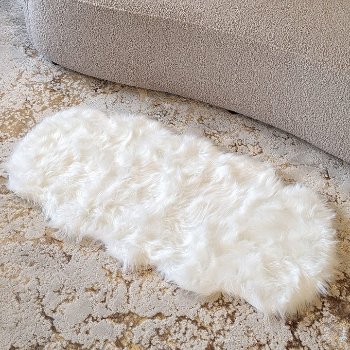 Elle Medium Faux Fur White Hide Rug - 60x120cm Textiles 