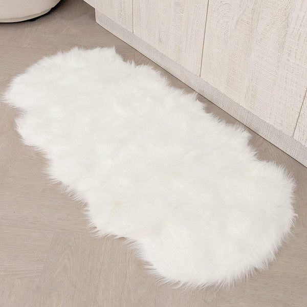 Elle Medium Faux Fur White Hide Rug - 60x120cm Textiles 