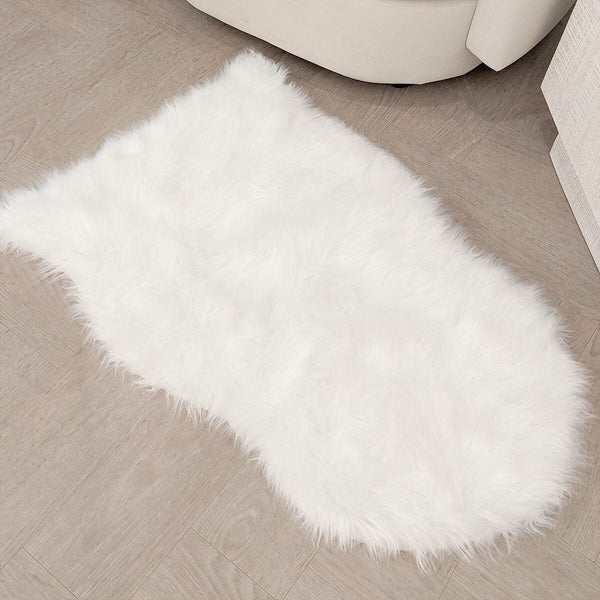 Elle Small Faux Fur White Hide Rug - 60x90cm Textiles 