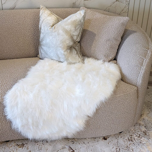 Elle Small Faux Fur White Hide Rug - 60x90cm Textiles 