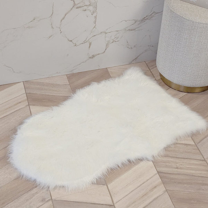 Elle Small Faux Fur White Hide Rug - 60x90cm Textiles 