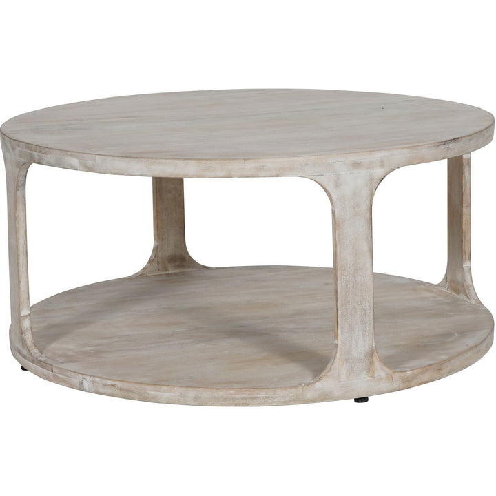 Elle Solid Carved Whitewash Wooden Coffee Table Furniture 