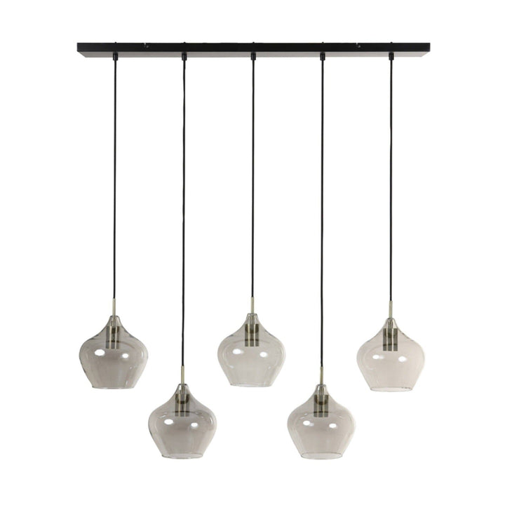 Ellen Black Smoked Glass 5 Light Pendant Ceiling Light Lighting 