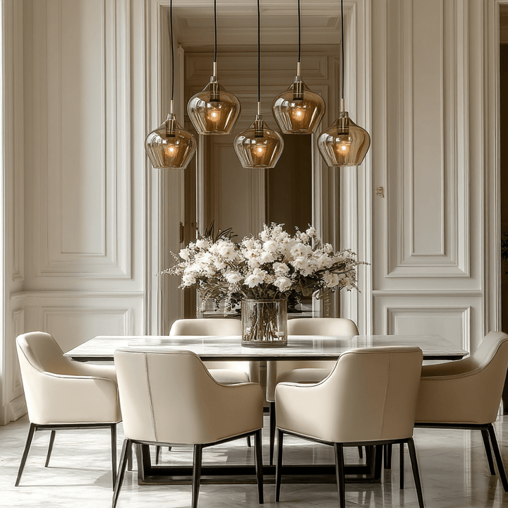 Ellen Black Smoked Glass 5 Light Pendant Ceiling Light Lighting 