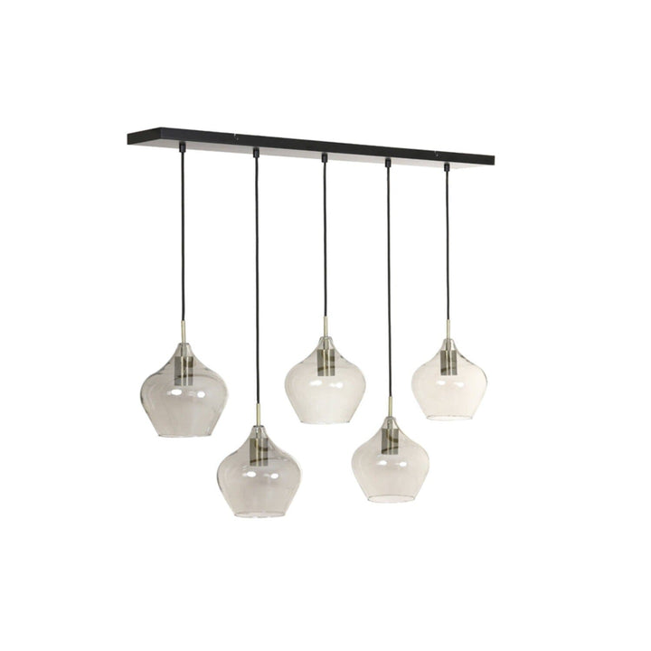 Ellen Black Smoked Glass 5 Light Pendant Ceiling Light Lighting 
