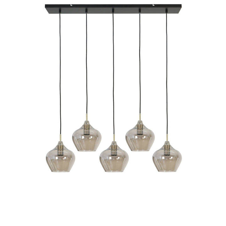 Ellen Black Smoked Glass 5 Light Pendant Ceiling Light Lighting 
