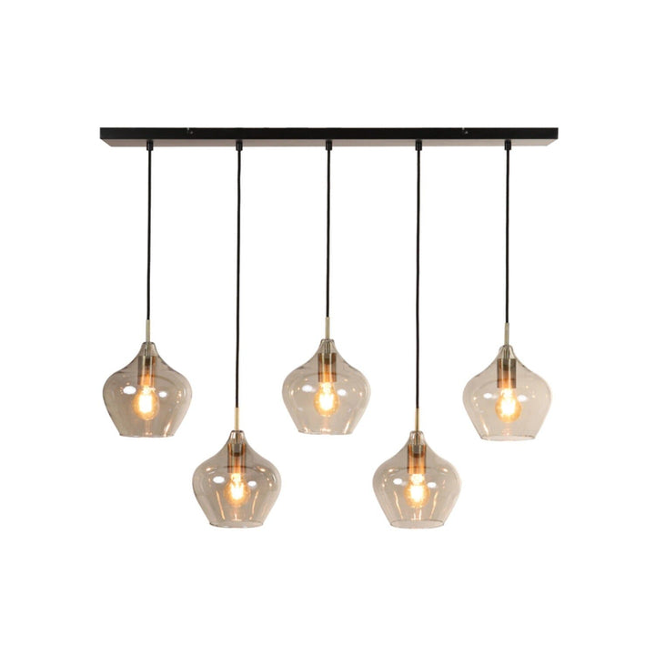 Ellen Black Smoked Glass 5 Light Pendant Ceiling Light Lighting 