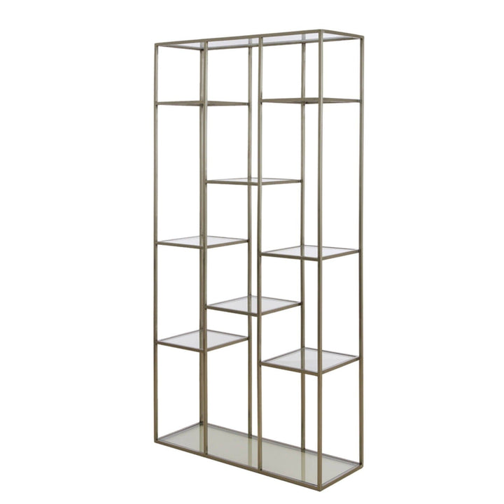 Ellia Brass & Glass Tall Open Display Shelf Furniture 