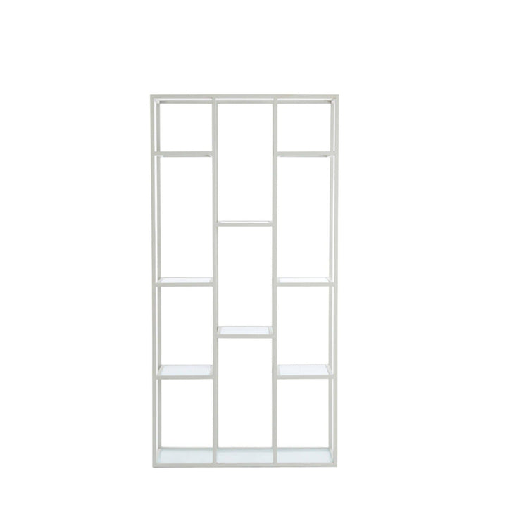 Ellia Cream and Ribbed Glass Tall Open Display Shelf Furniture 