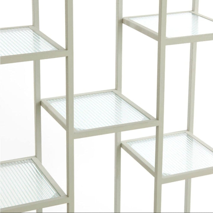 Ellia Cream and Ribbed Glass Tall Open Display Shelf Furniture 