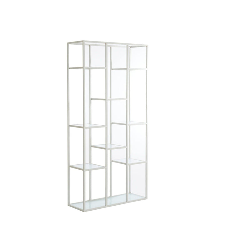 Ellia Cream and Ribbed Glass Tall Open Display Shelf Furniture 